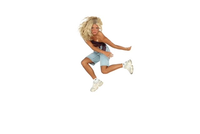 Brooke Jennings, Tone Talent Agency model, studio jump action shot